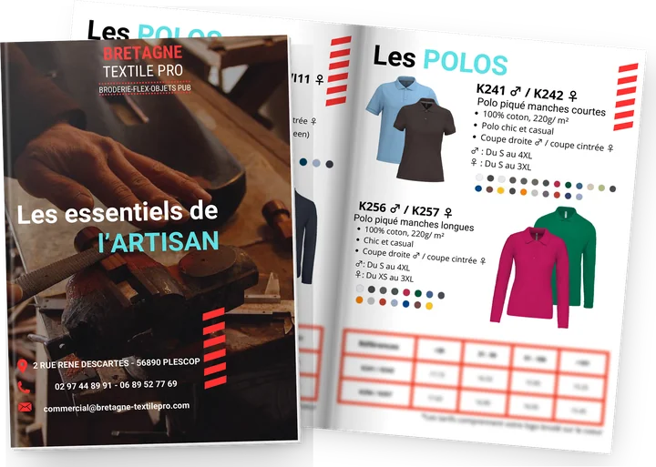 Catalogue Artisans Bretagne Textile Pro – vêtements de travail personnalisés